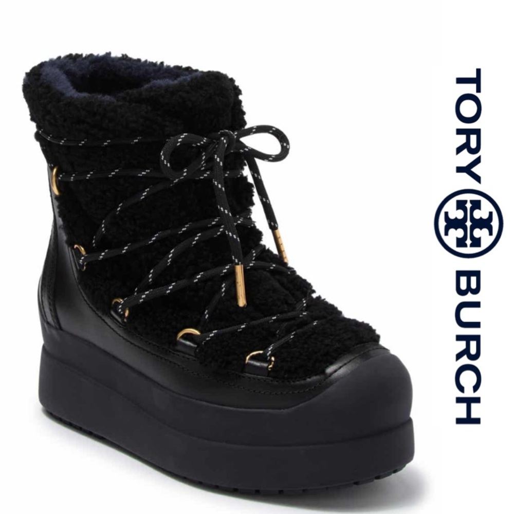 Very Rare Tory Burch Courtney Shearling Leather - Picture 1 of 11